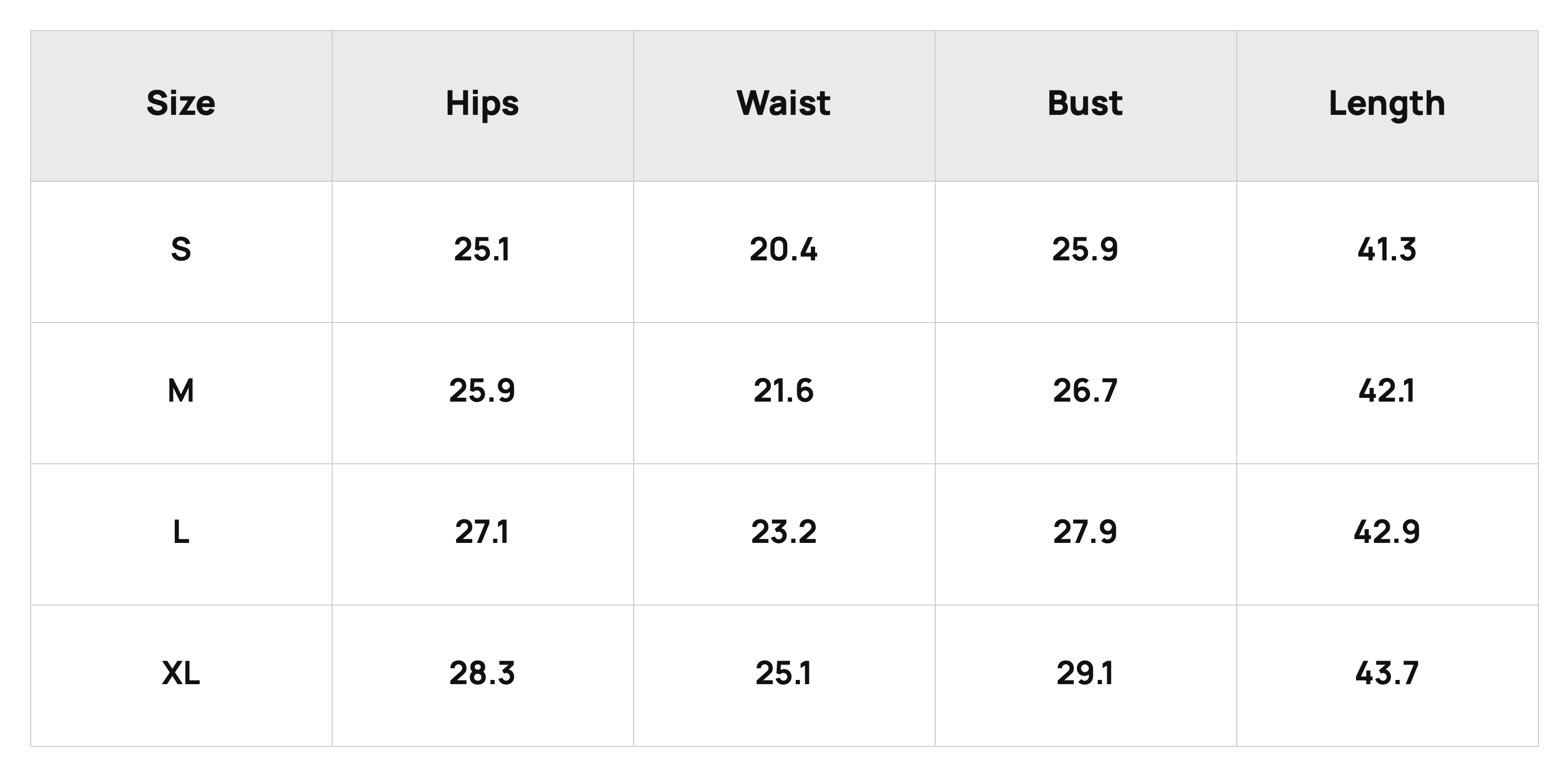 Size Chart
