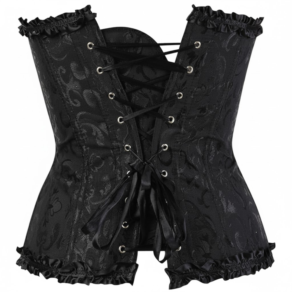 Satin Floral Lace Up Overbust Corset For Women