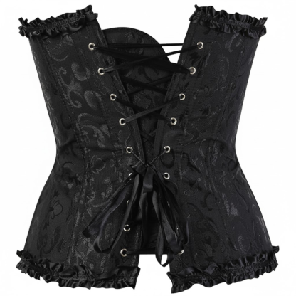 Satin Floral Lace Up Overbust Corset For Women