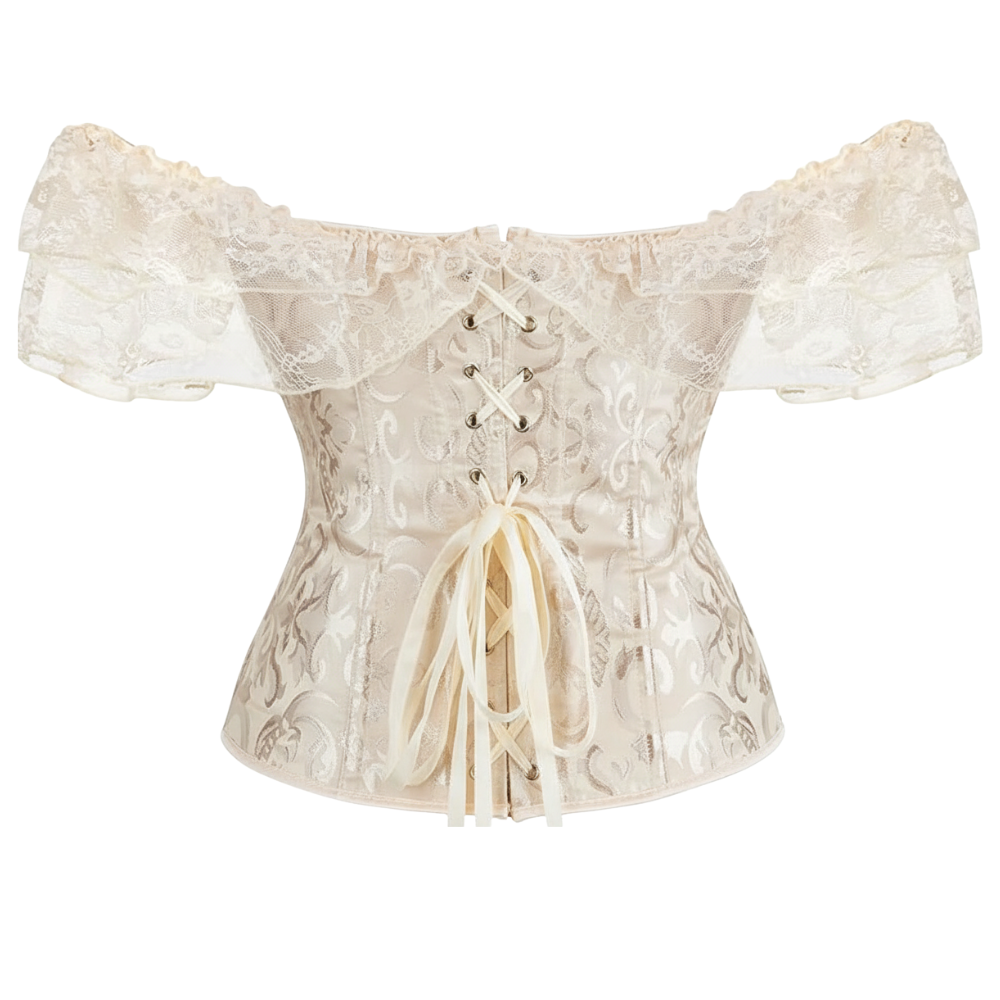 Floral Lace Off Shoulder Overbust Corset for Women
