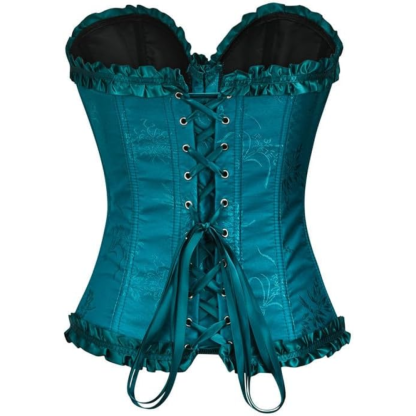 Floral Lace Up Push Up Overbust Corset Top for Women