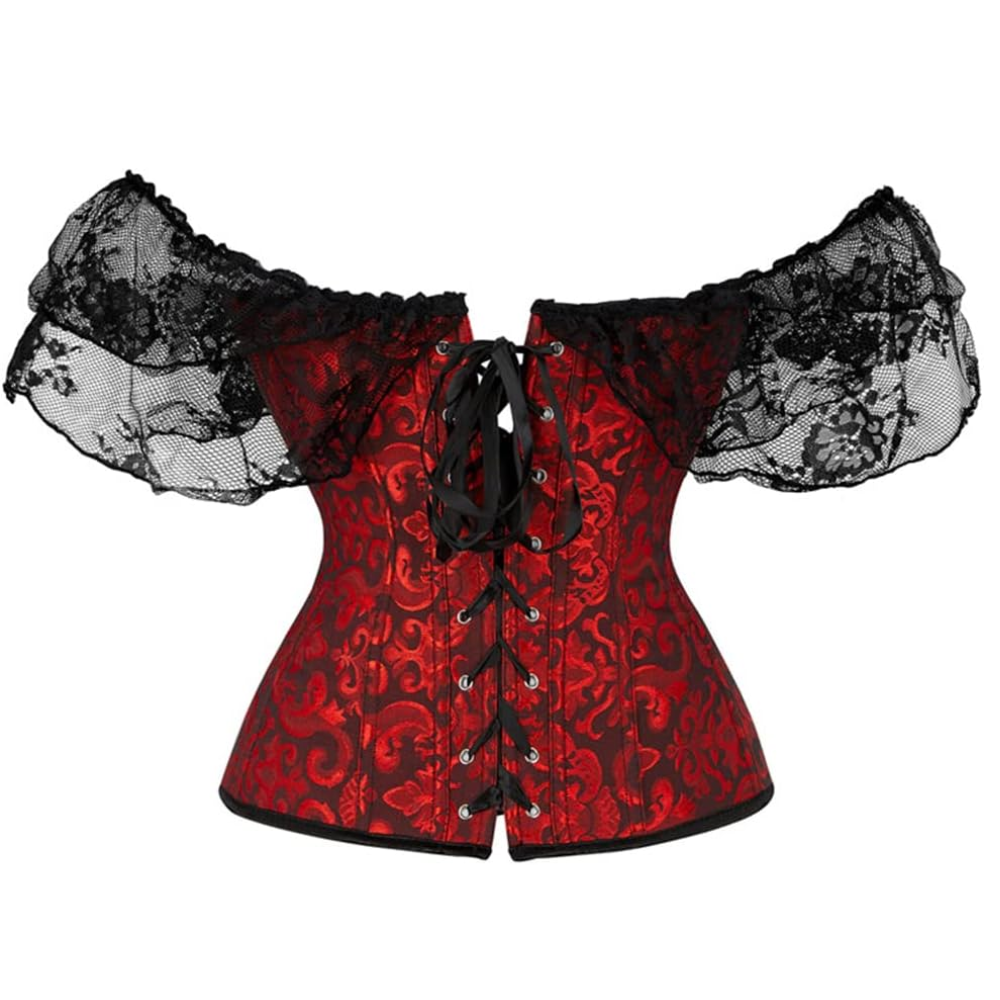 Lace Up Jacquard Underbust Corset for Women