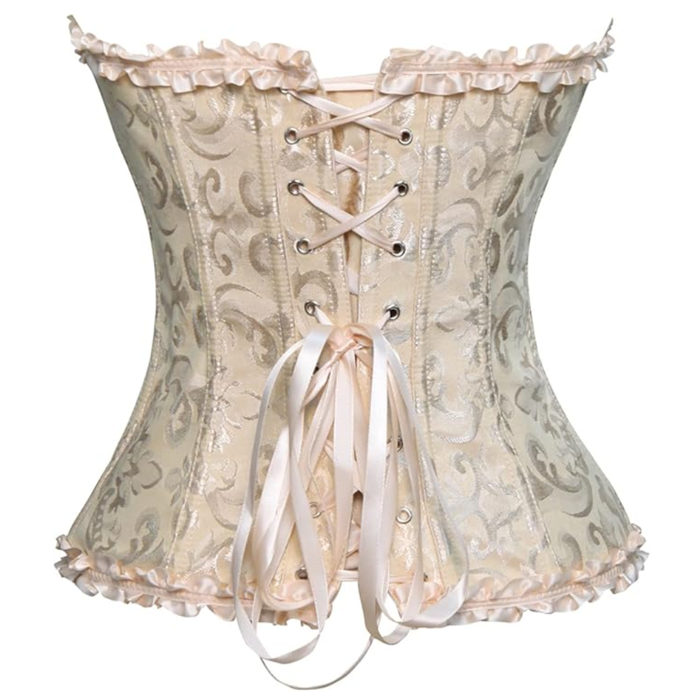 Satin Lace Up Floral Overbust Corset Top for Women