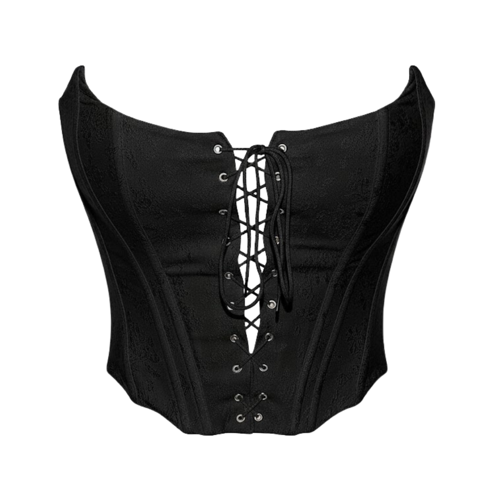 Lace Up Strapless Corset Top For Women