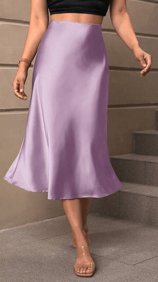 High Waist Satin Skirt – Elegance with Every Step-Secret Slim Wear