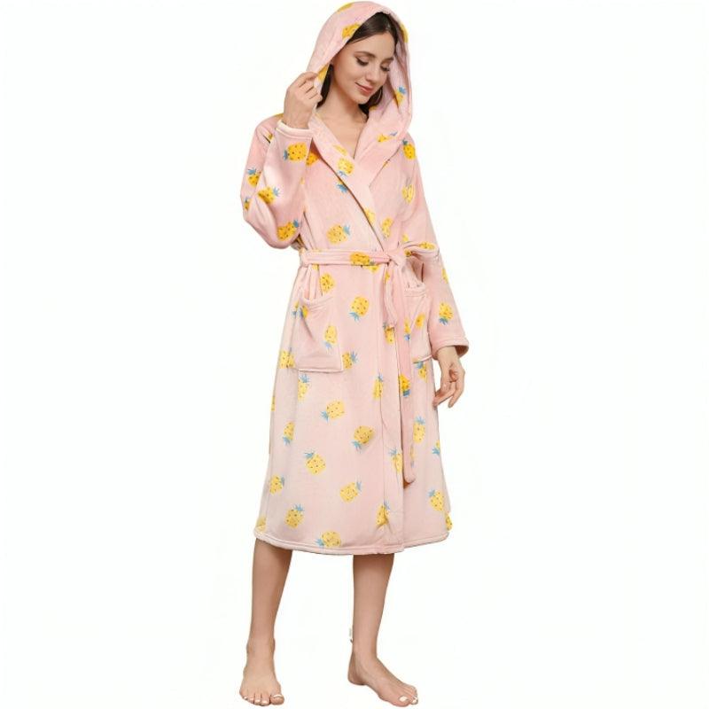 Long Hooded Fleece Bathrobe – Comfortable Robe-Secret Slim Wear