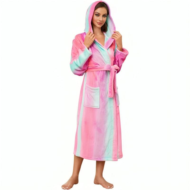 Long Hooded Fleece Bathrobe – Comfortable Robe-Secret Slim Wear