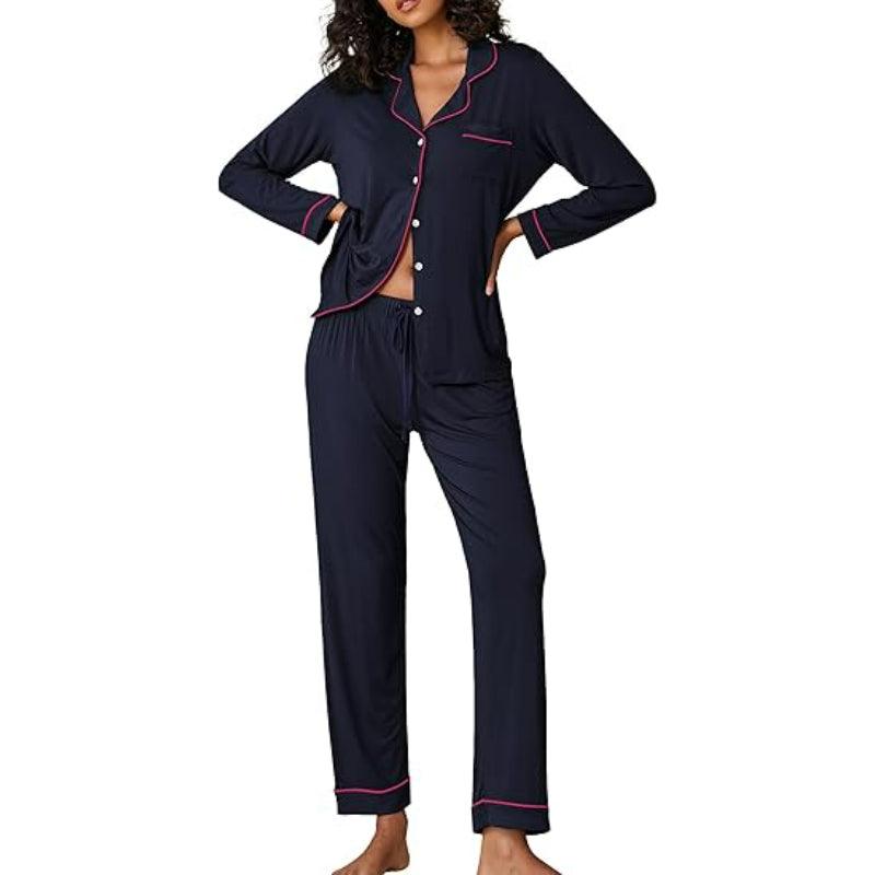 Button Down Lounge Set – Comfortable and Stylish Pajama Set-Secret Slim Wear