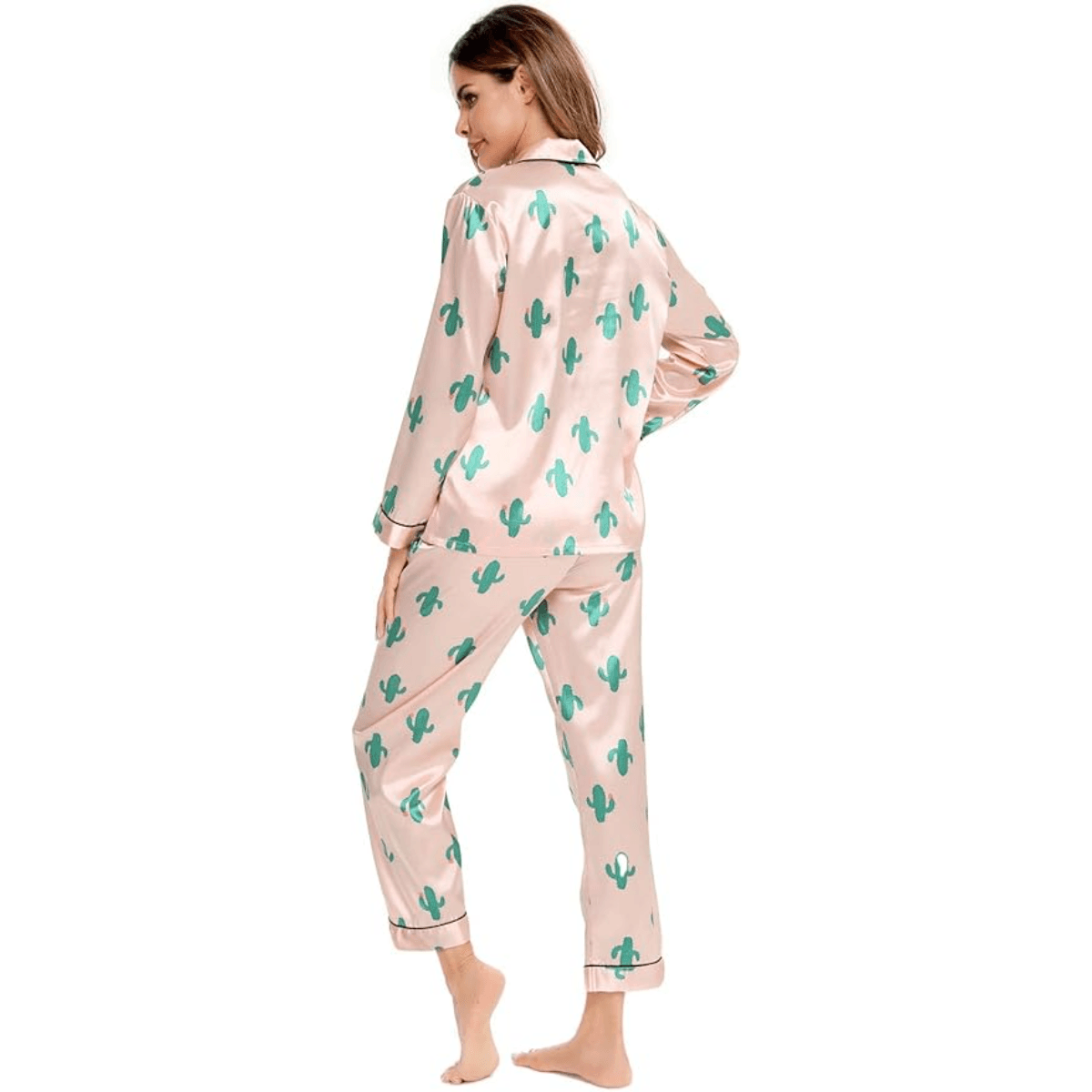 Satin Long Sleeve Pajama  - Comfortable Sleepwear and Lounge Wear-Secret Slim Wear