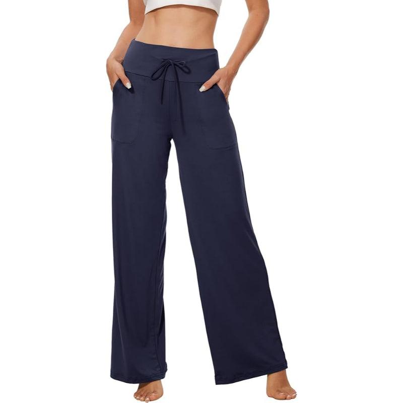 Casual Drawstring Pajama Pants With Pocket and Wide-Leg Fit-Secret Slim Wear