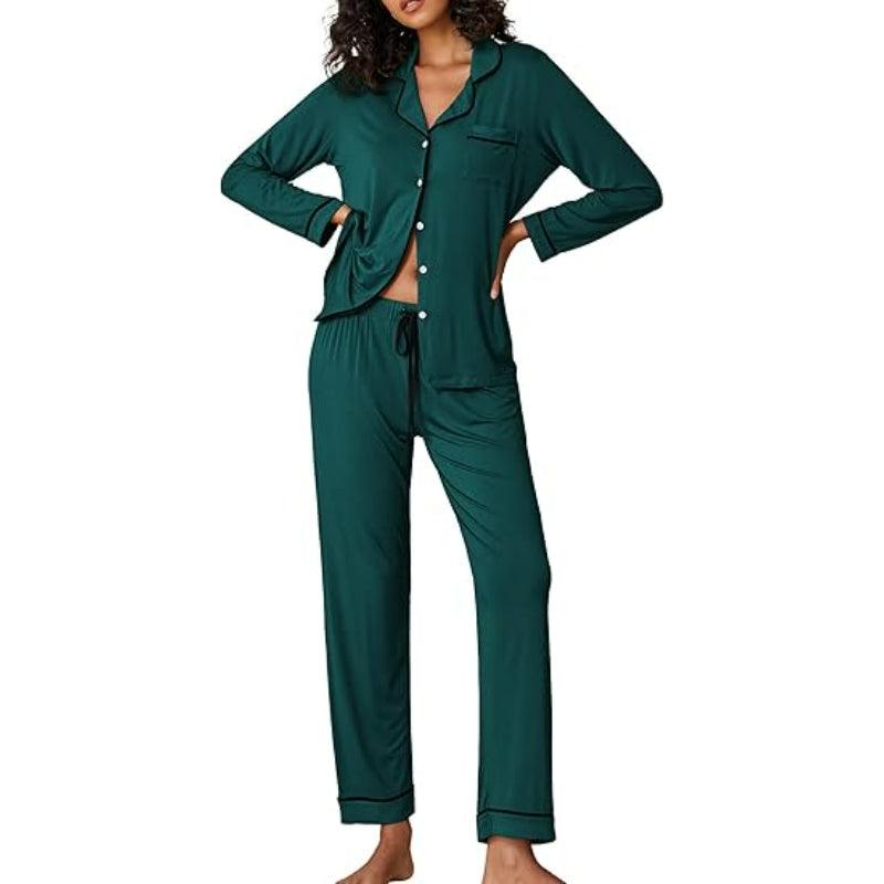 Button Down Lounge Set – Comfortable and Stylish Pajama Set-Secret Slim Wear