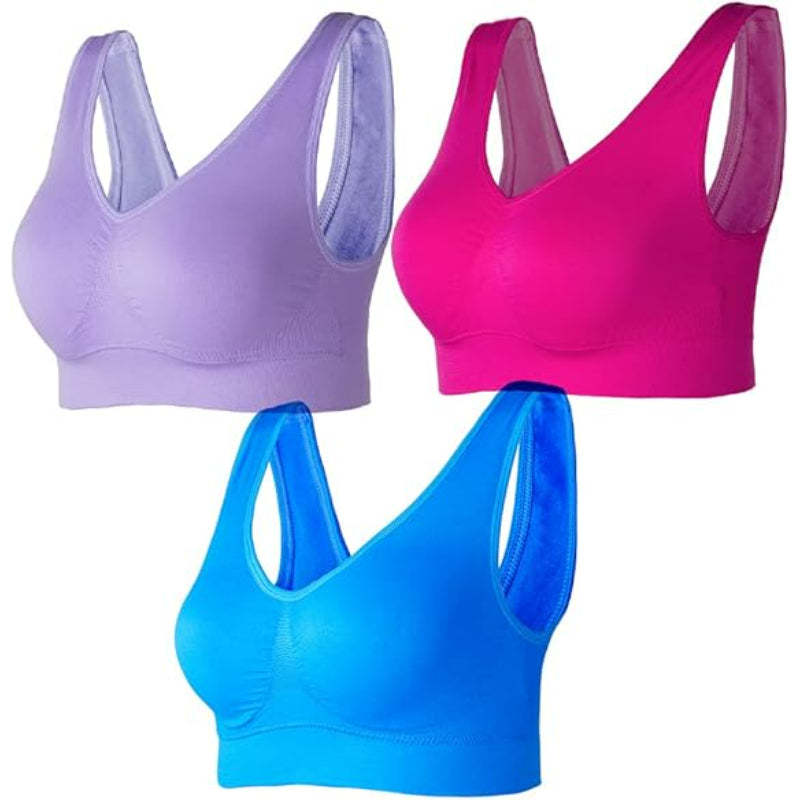 Seamless Sports Bra Set Pack of 3 Wirefree Yoga Bras-Secret Slim Wear