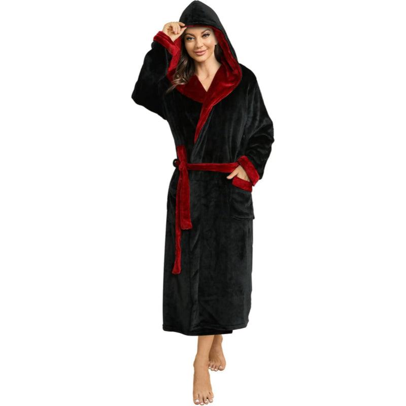 Long Hooded Fleece Bathrobe – Comfortable and Stylish Lounge Wear-Secret Slim Wear