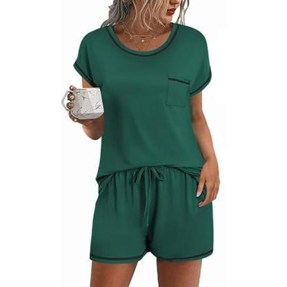 2 Pack Short Sleeve Lounge Set – Comfortable and Stylish Loungewear-Secret Slim Wear