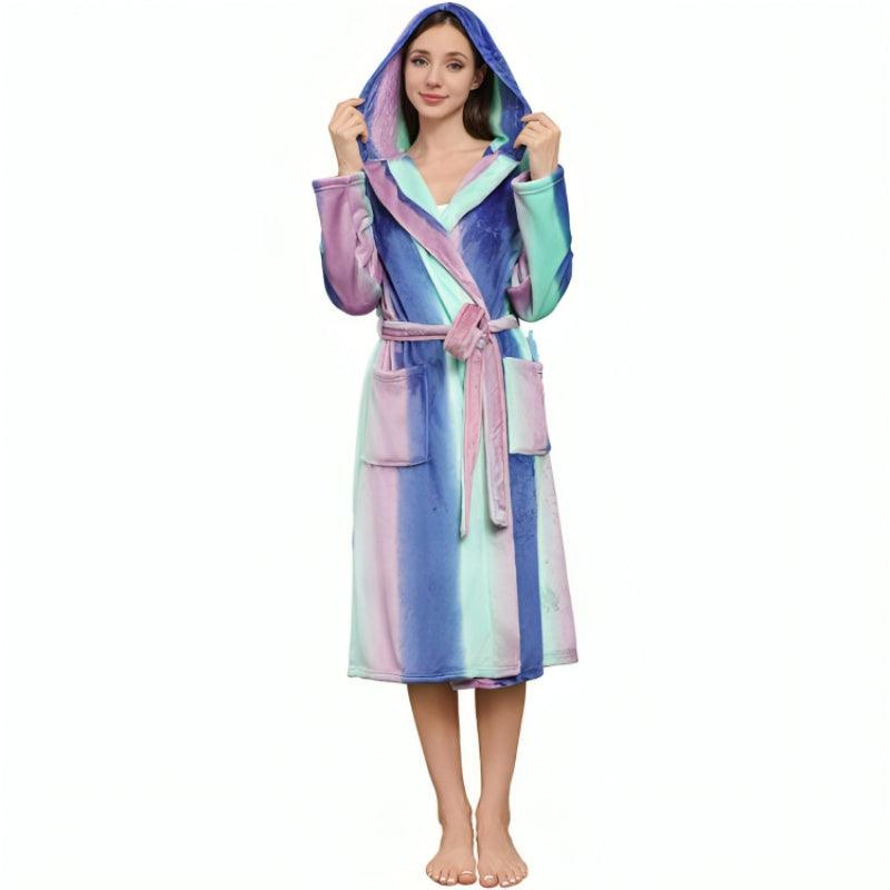 Long Hooded Fleece Bathrobe – Comfortable Robe-Secret Slim Wear