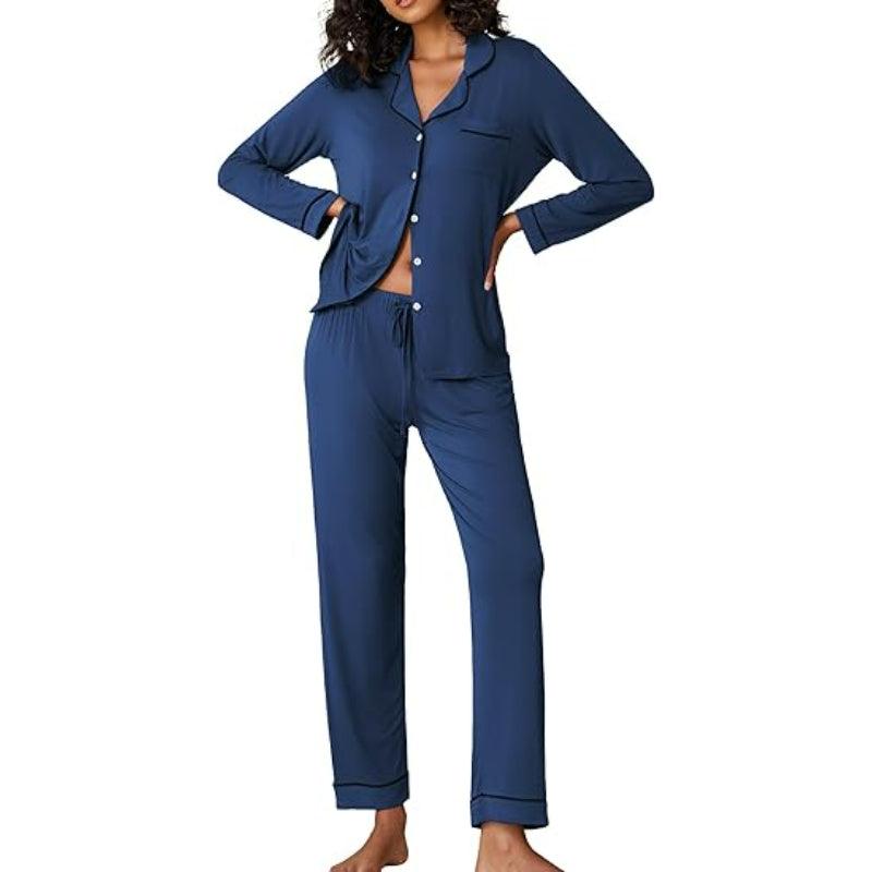 Button Down Lounge Set – Comfortable and Stylish Pajama Set-Secret Slim Wear