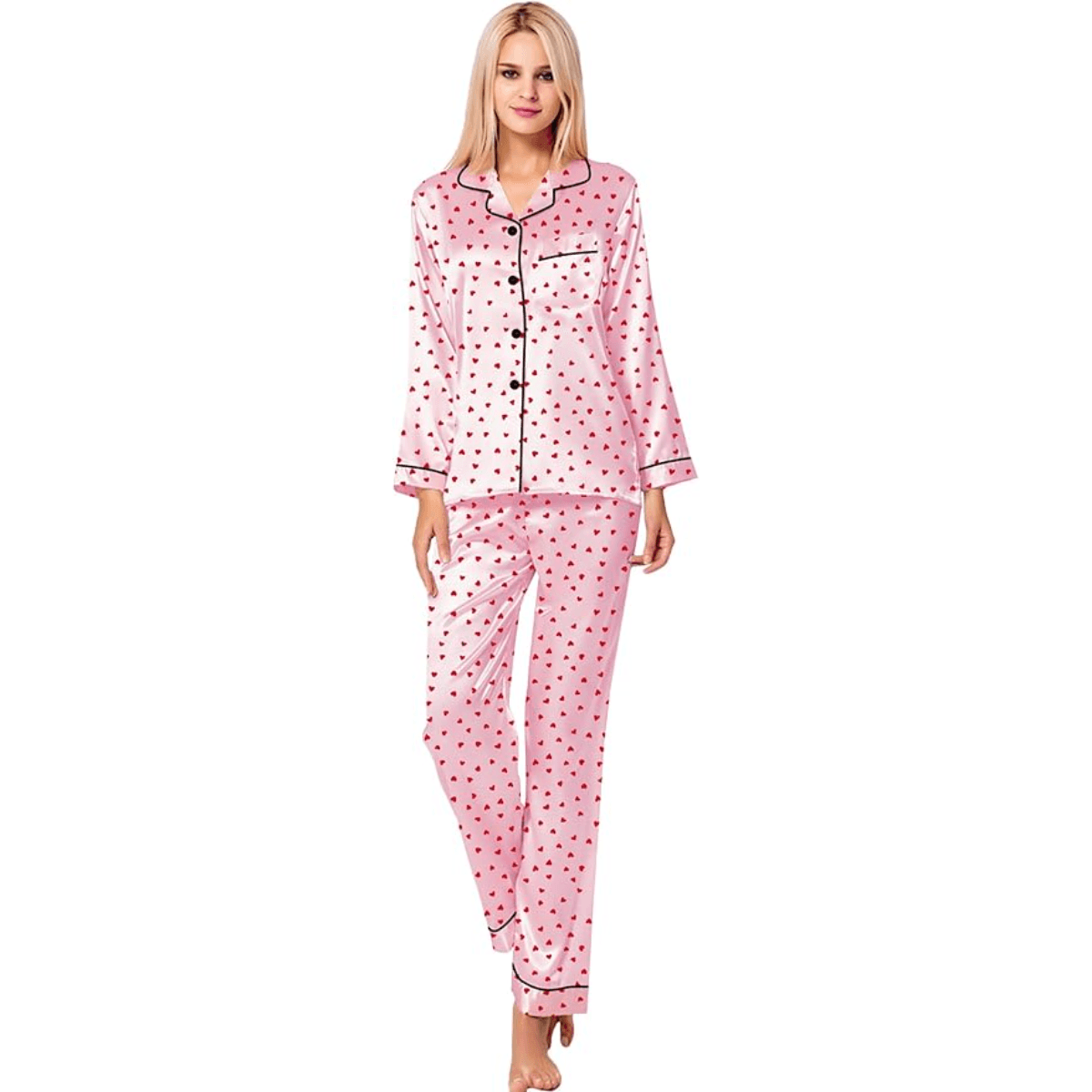 Satin Long Sleeve Pajama  - Comfortable Sleepwear and Lounge Wear-Secret Slim Wear