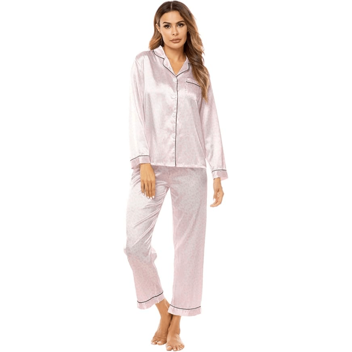 Button Down Satin Pajamas Comfortable and Stylish Sleepwear-Secret Slim Wear