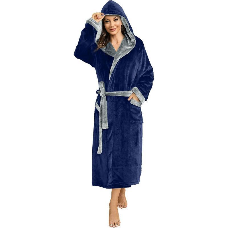 Fleece Long Hooded Robe – Stylish Bathrobe-Secret Slim Wear