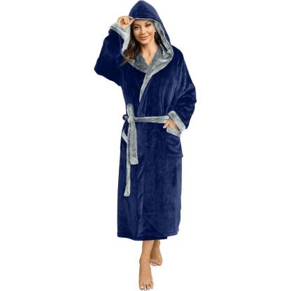 Fleece Long Hooded Robe – Stylish Bathrobe-Secret Slim Wear
