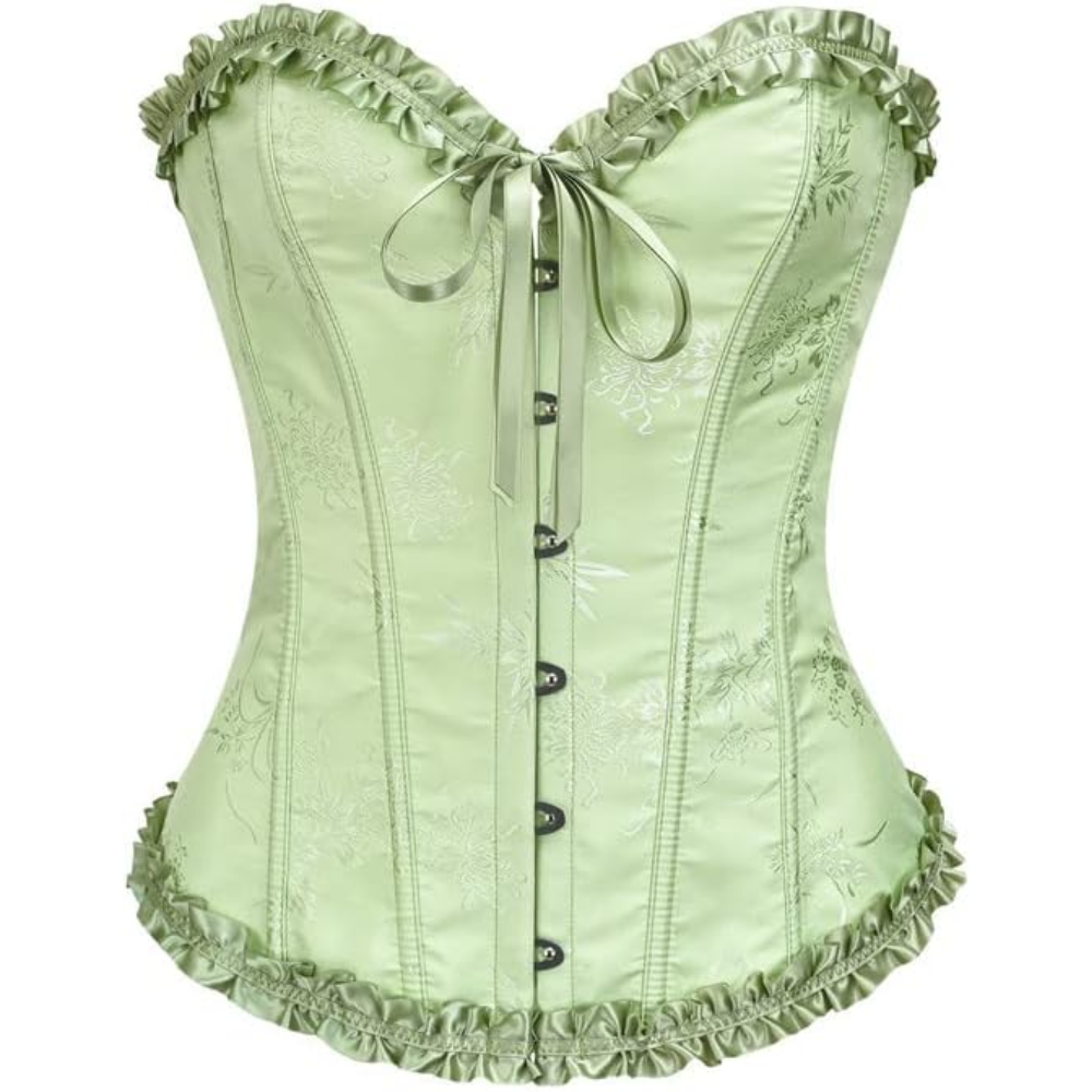 Floral Lace Up Push Up Overbust Corset Top for Women