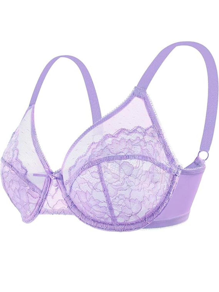 Minimizer Bra Lace With Full Coverage With Wide Strap Underwire Support-Secret Slim Wear