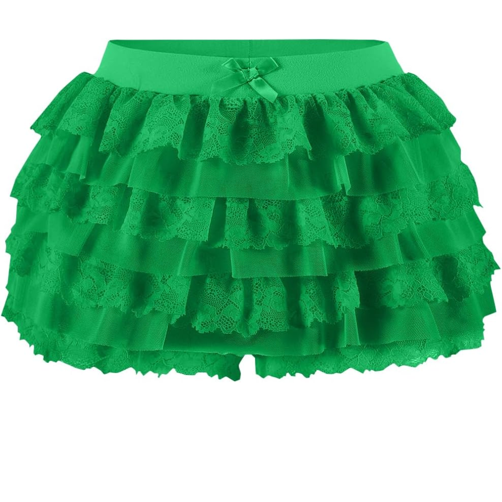 Lolita Inspired Ruffle Shorts with Lace Layered and Pumpkin Silhouette for Women