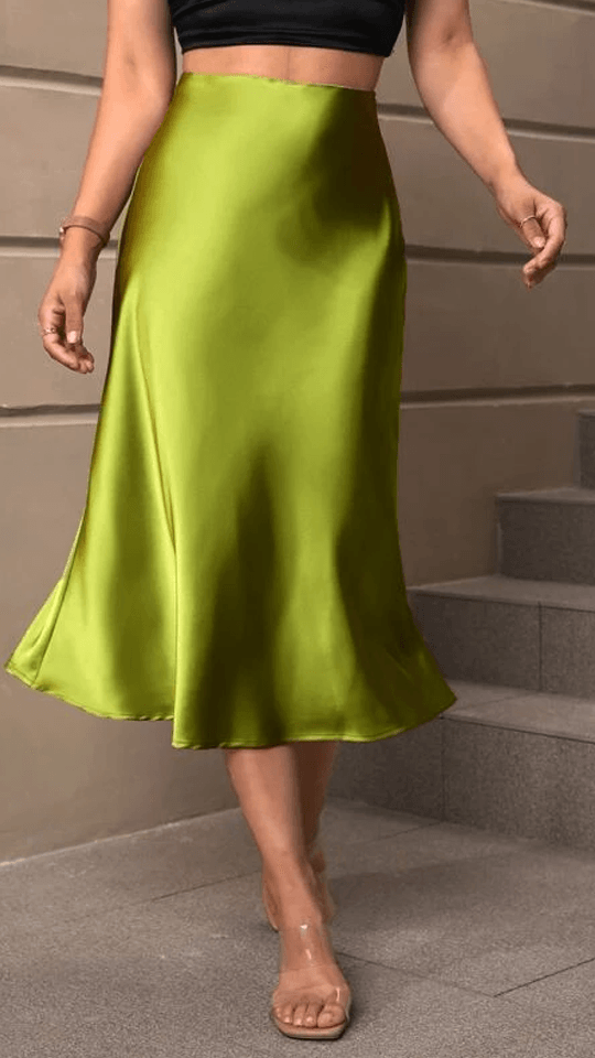 High Waist Satin Skirt – Elegance with Every Step-Secret Slim Wear