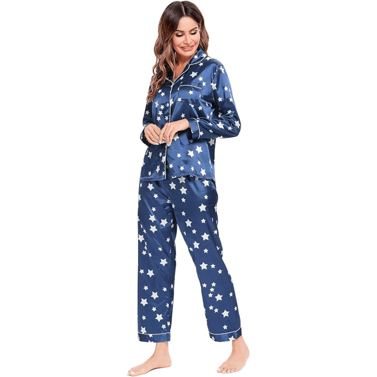 Satin Long Sleeve Pajama  - Comfortable Sleepwear and Lounge Wear-Secret Slim Wear