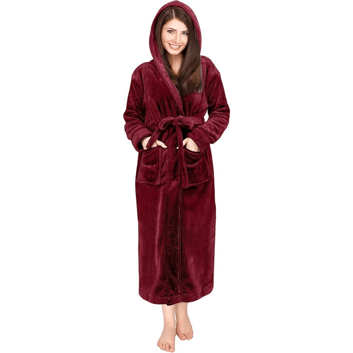 Hooded Flannel Fleece Robe – Comfortable and Cozy Lounge Wear-Secret Slim Wear