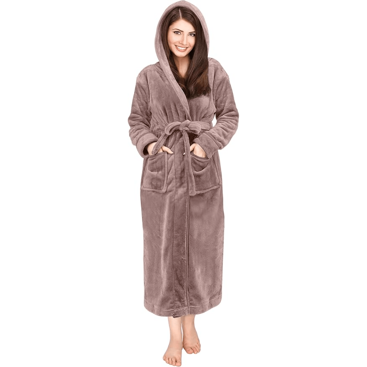 Hooded Flannel Fleece Robe – Comfortable and Cozy Lounge Wear-Secret Slim Wear