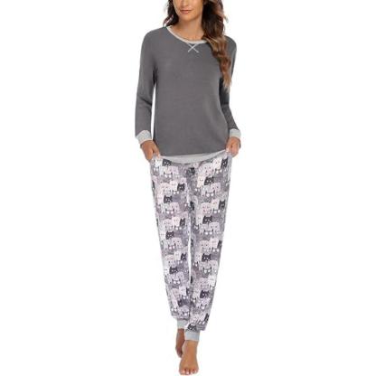 Printed Long Sleep Set-Secret Slim Wear