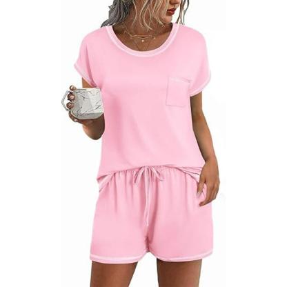 2 Pack Short Sleeve Lounge Set – Comfortable and Stylish Loungewear-Secret Slim Wear