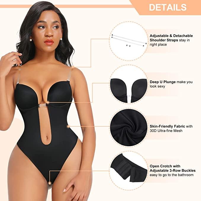 Seamless Plunge Body Shaper – Invisible and Supportive Fit-Secret Slim Wear