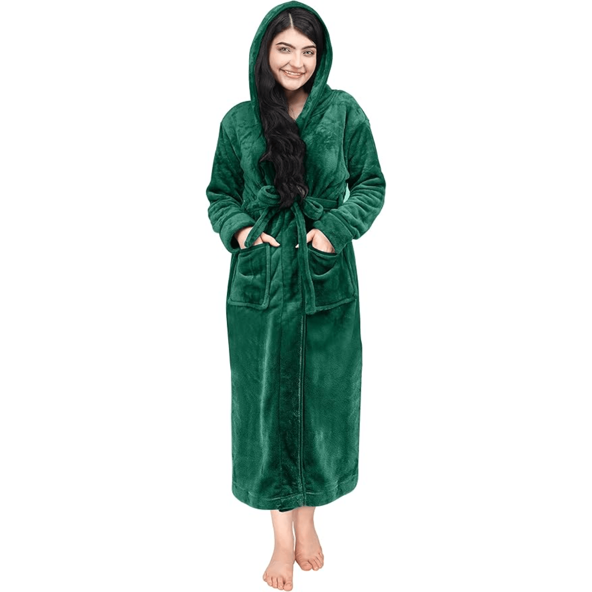 Hooded Flannel Fleece Robe – Comfortable and Cozy Lounge Wear-Secret Slim Wear
