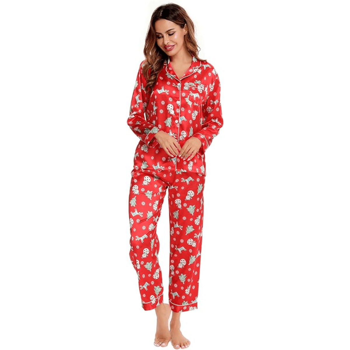 Satin Long Sleeve Pajama  - Comfortable Sleepwear and Lounge Wear-Secret Slim Wear