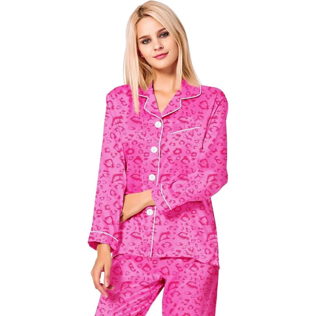 Satin Long Sleeve Pajamas – Comfort and Luxury in One Set-Secret Slim Wear