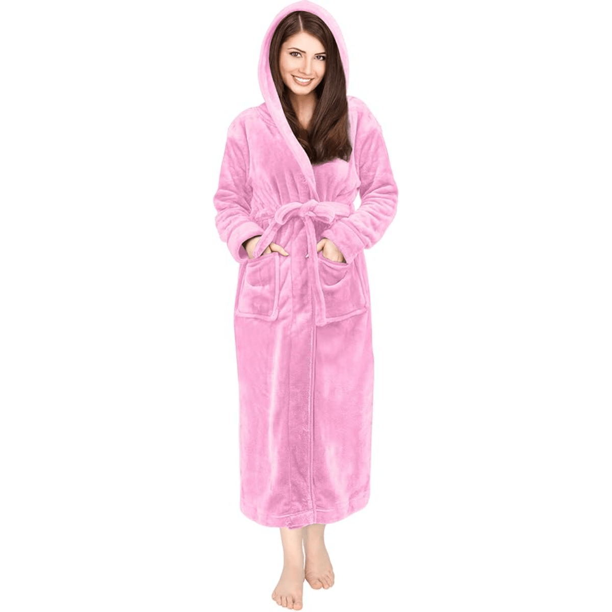 Hooded Flannel Fleece Robe – Comfortable and Cozy Lounge Wear-Secret Slim Wear