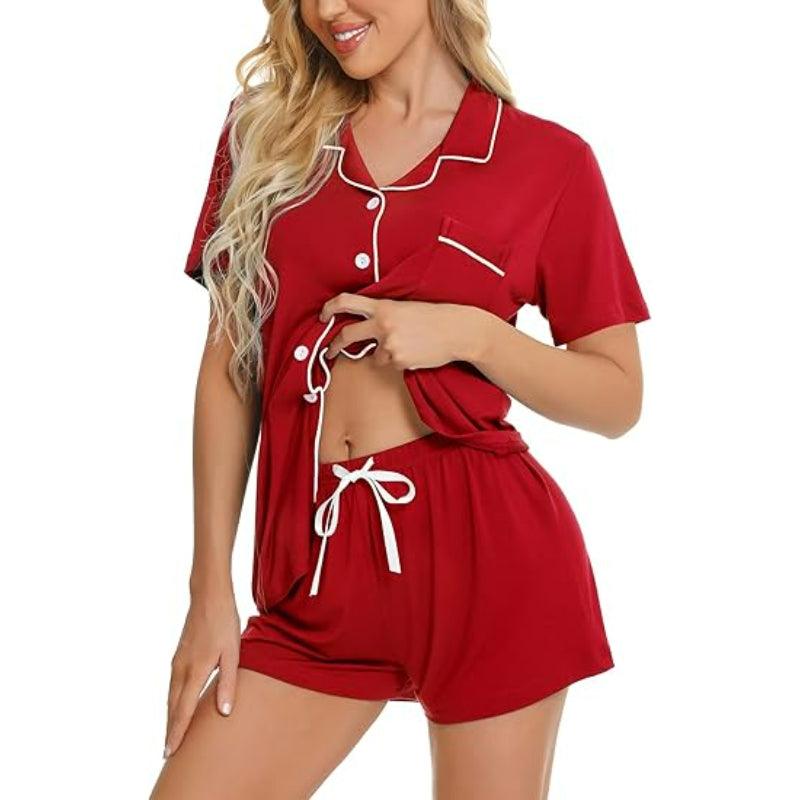 Short Sleeve Lounge Set – Comfortable and Stylish Pajama Set-Secret Slim Wear