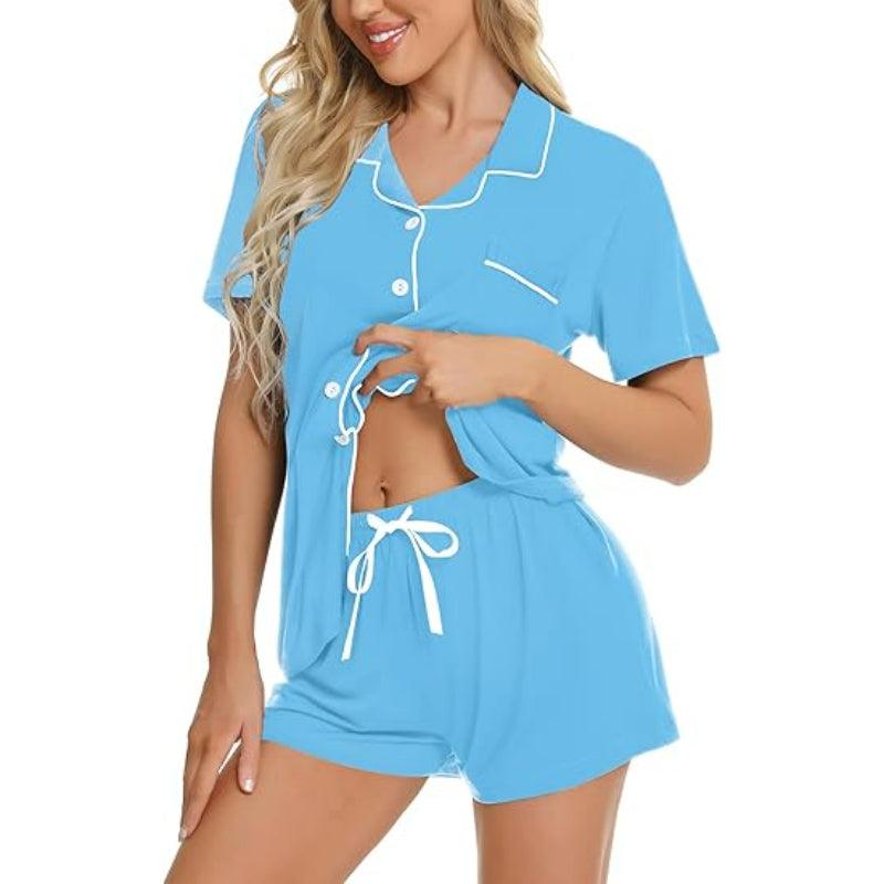 Short Sleeve Lounge Set – Comfortable and Stylish Pajama Set-Secret Slim Wear