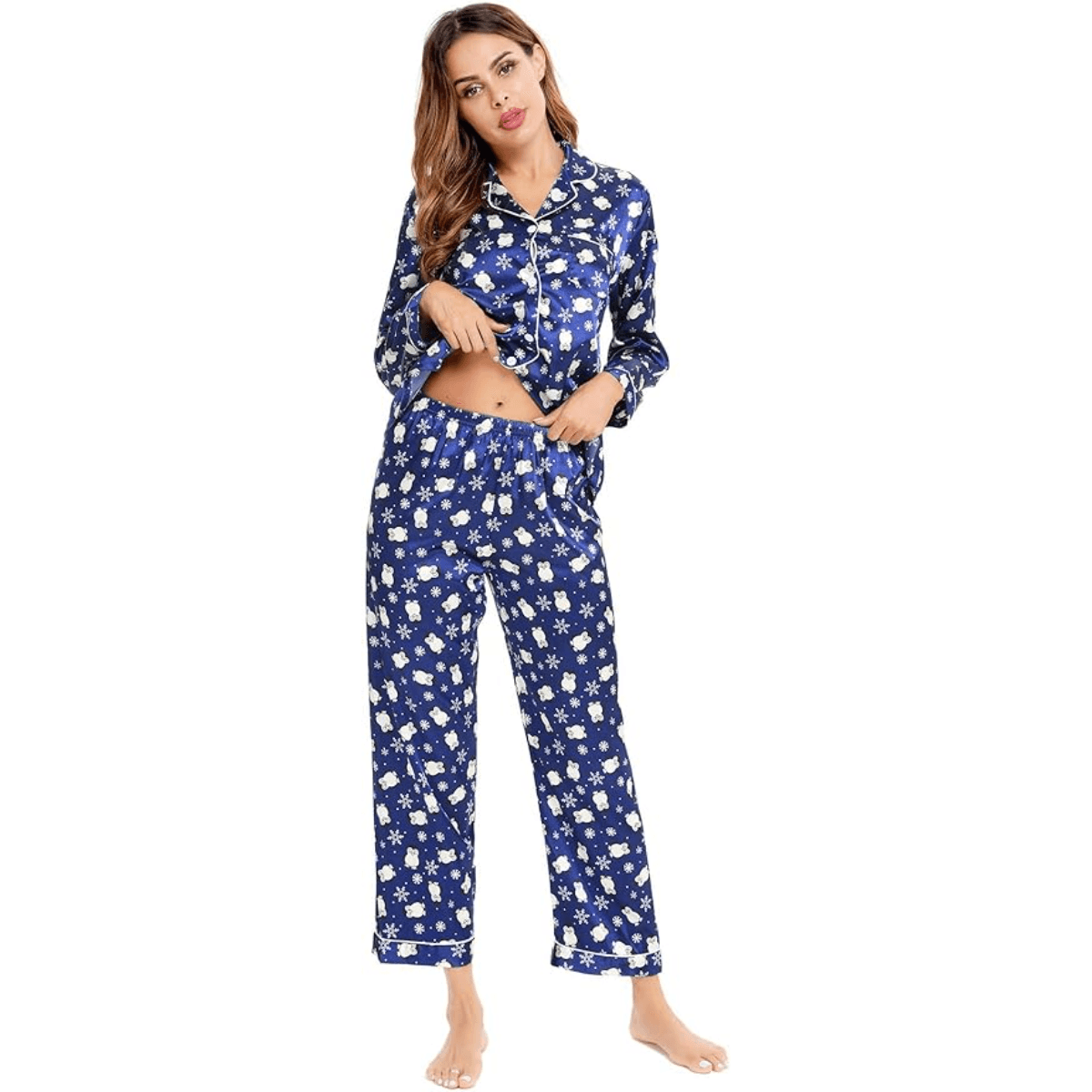 Satin Long Sleeve Pajama  - Comfortable Sleepwear and Lounge Wear-Secret Slim Wear