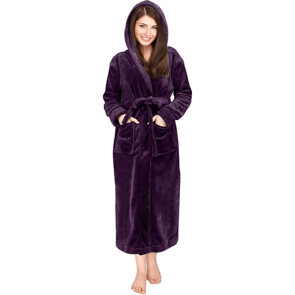 Hooded Flannel Fleece Robe – Comfortable and Cozy Lounge Wear-Secret Slim Wear