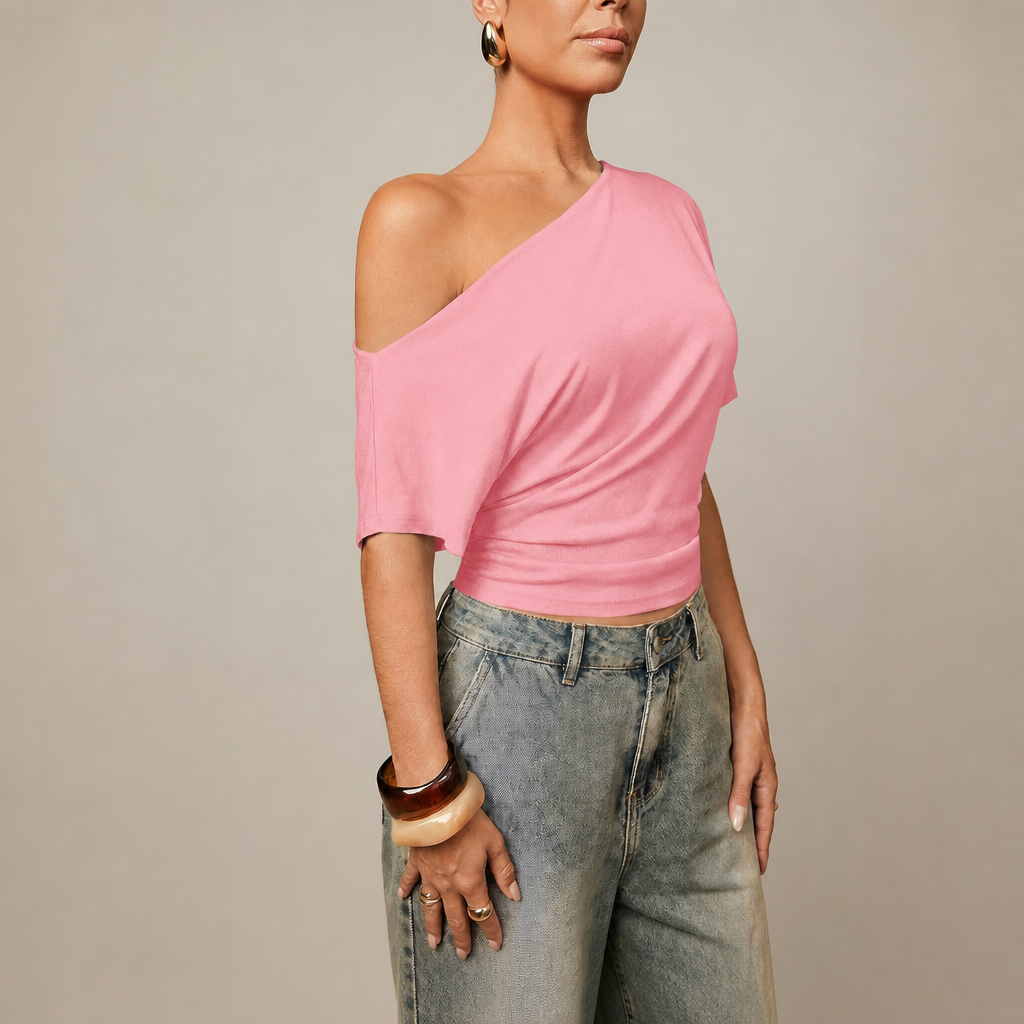 Asymmetrical Crop Sleeve Top For Women