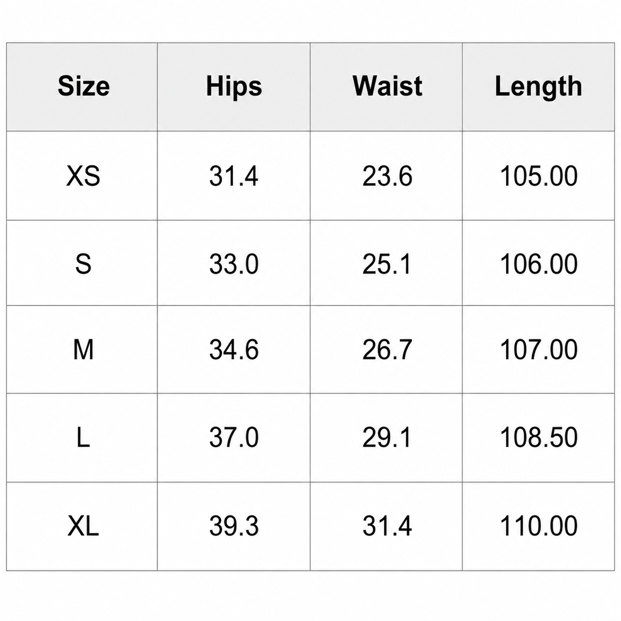 Size Chart