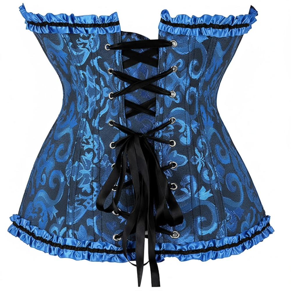Satin Floral Lace Up Overbust Corset For Women