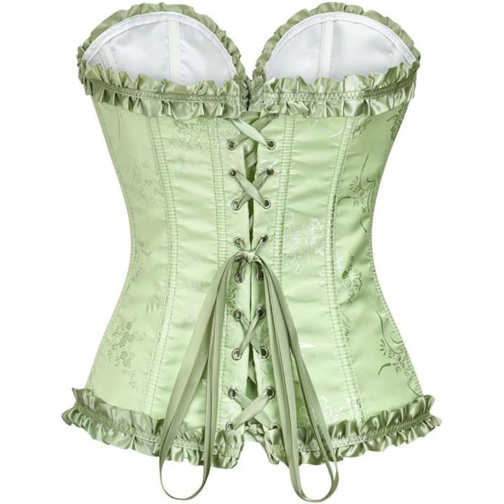 Floral Lace Up Push Up Overbust Corset Top for Women