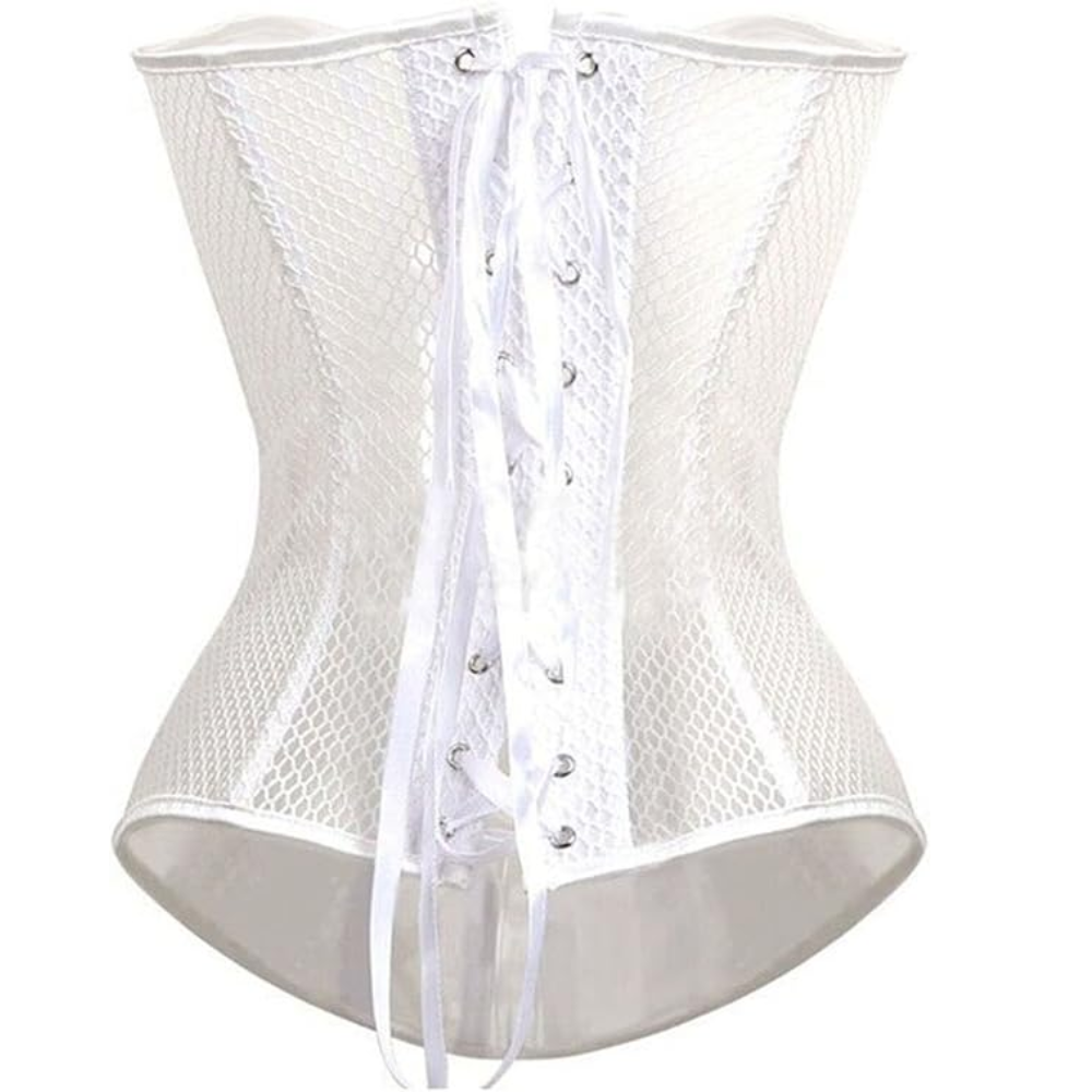 Satin Lace Up Overbust Corset Top for Women