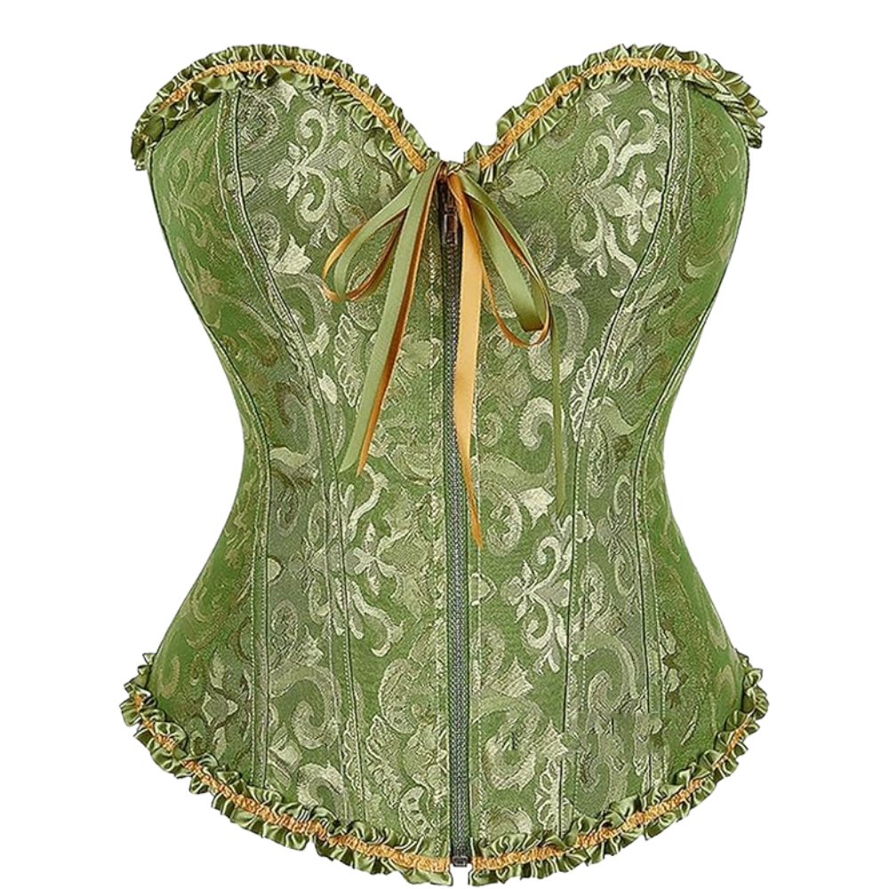 Satin Lace Up Floral Overbust Corset Top for Women