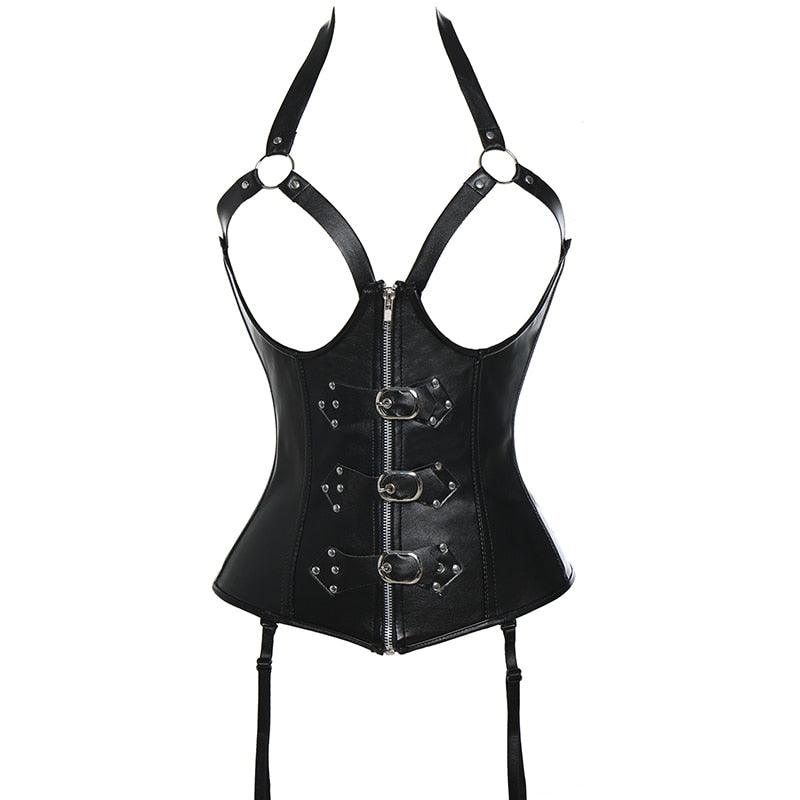Steampunk Gothic Leather Corset – Vintage-Inspired Waist Shaper-Secret Slim Wear