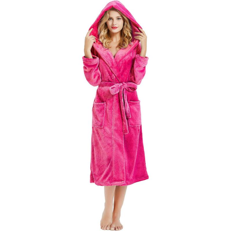 Fleece Long Hooded Robe – Stylish Bathrobe-Secret Slim Wear